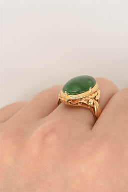 14K Gold Jade Ring 4.84g Jade 7ct Size 7 RG0109