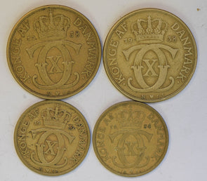 Denmark 1938 2 Kroner , 1929 1934 Krone  4 pieces BU0377 combine shipping