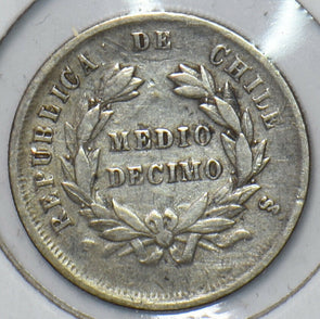 Chile 1877 1/2 Decimo Condor animal 295233 combine shipping