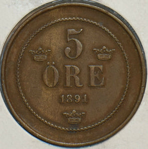Sweden 1891 5 Ore 296904 combine shipping