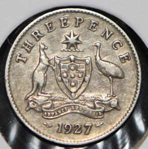 Australia 1927 3 Pence Kangaroo animal Emu  191493 combine shipping