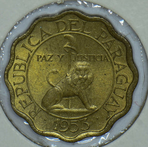 Paraguay 1953 10 Centimos Lion animal 150462 combine shipping