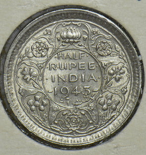 British India 1943 1/2 Rupee 190747 combine shipping