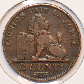 Belgium 1909 2 Centimes Lion animal 193253 combine shipping