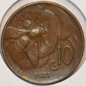 Italy 1921 10 Centesimi Honey bee animal 902808 combine shipping