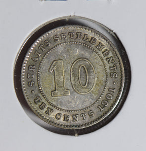 Straits Settlements 1901 10 Cents silver  S0266 combine shipping