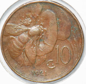 Italy 1921 10 Centesimi Honey Bee animal Vittorio Emanvele III 292927 combine sh