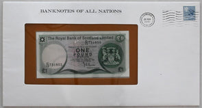 Scotland 1981 Pound (1981) Bank of all nations. 10 P stamp canc. RC0589 combine