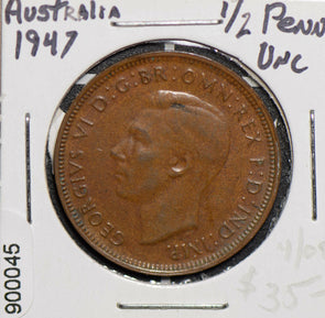 Australia 1947 1/2 Half Penny UNC 900045 combine shipping