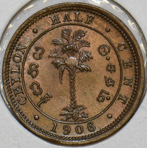 Ceylon 1906 1/2 Cent 491332 combine shipping