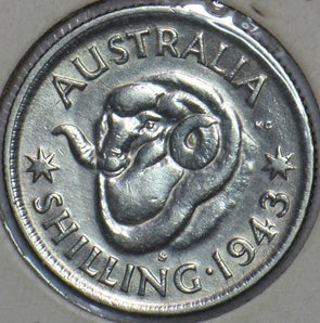 Australia 1943 S Shilling Merino ram animal 150810 combine shipping