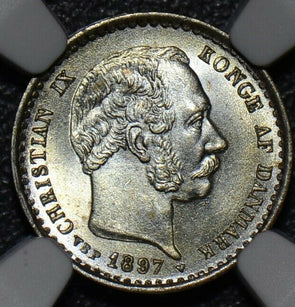 NG0098 Denmark VBP 1897 10 Ore NGC MS 63 combine shipping