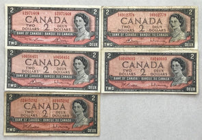 Canada 1954 series re-styled hair 2 Dollars All F/+ RC0329 combine shipping