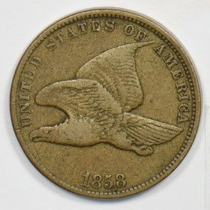 1858 Flying Eagle Cent Small letters Abt VF U0186