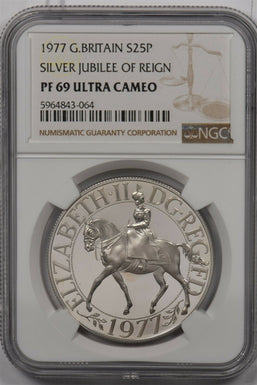 Great Britain 1977 25 Pence silver NGC PF 69UC Silver Jubilee of Reign NG1359 co