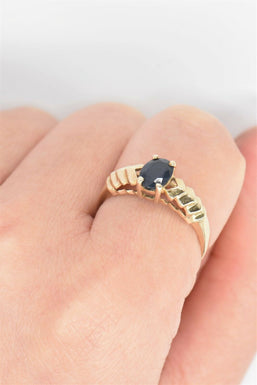 14k Gold Oval Blue Sapphire Ring RG0059