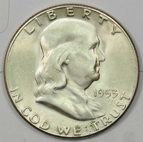 1953-S Franklin Half Dollar 90% silver Choice BU+ U0371