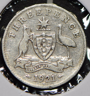 Australia 1921 3 Pence Kangaroo animal Emu  191484 combine shipping