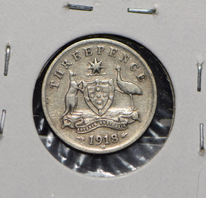 Australia 1918 3 Pence Kangaroo animal Moorhen  191215 combine shipping