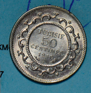 Tunisia 1916 AH1335 50 Centimes UNC T0031 combine shipping