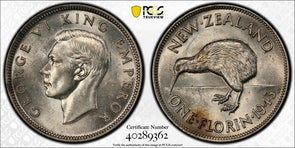 New Zealand 1943 Florin Kiwi bird animal PCGS MS62 PC1088 combine shipping