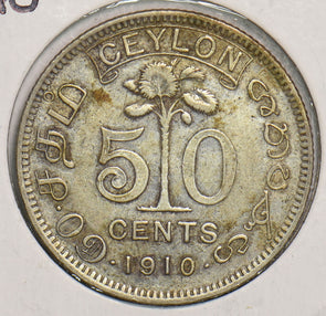Ceylon 1910 50 Cents 199072 combine shipping