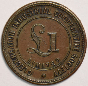 Great Britain Pound Cleckheaton Industrial Cooperative Society Token T0128 combi