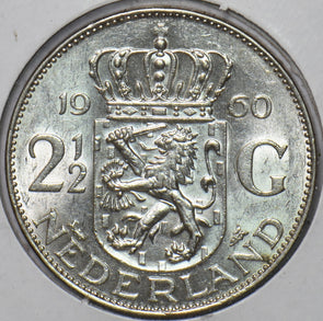 Netherlands 1960 2 1/2 Gulden Lion animal 194593 combine shipping