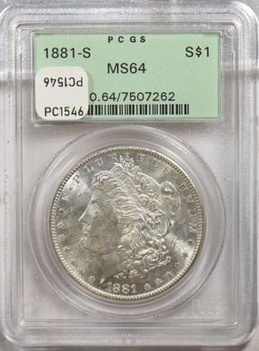 1881-s Morgan Dollar Silver Morgan dollar PCGS MS64 PC1546