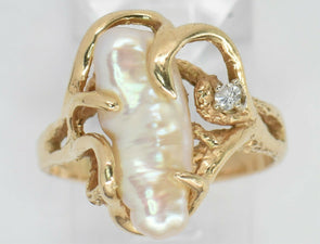 14k Gold Pearl Ring RG0055