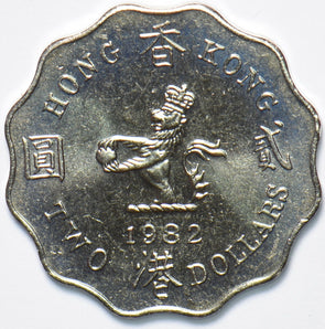 Hong Kong 1982 2 Dollars Lion animal 294092 combine shipping