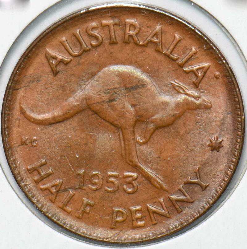Australia 1953 Elizabeth II 1/2 Penny Kangaroo animal 192154 combine shipping