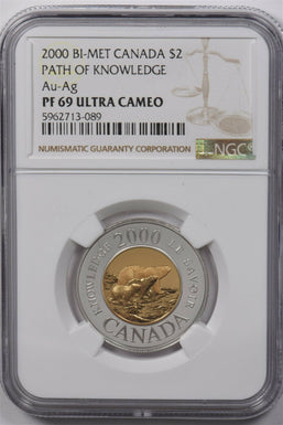 Canada 2000 2 Dollars gold NGC PF69 UC BI-MET PATH OF KNOWLEDGE Au-Ag AGW:0.1846