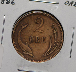 Denmark 1886 2 Ore Porpoise animal  901406 combine shipping