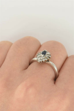 Platinum 99.99% Diamond Sapphire Ring 4.61g Diamond TCW 0.12ct Sapphire 0.13ct S
