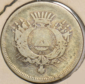 Honduras 1871 25 Centavos K-36, 176,711 Minted H0211 combine shipping