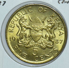 Kenya 1987 Daniel Toroitich Arap Moi 5 Cents Lions animal President Of Kenya 191