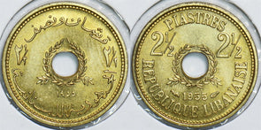 Lebanon 1955 2 1/2 Piastres 198370 combine shipping