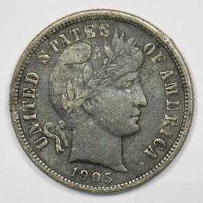 1905-S Barber Dime 90% silver XFF U0192