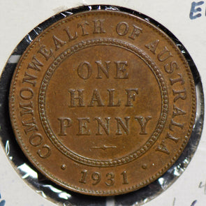 Australia 1931 1/2 half penny key date 370k minted AU0074 combine shipping