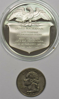 1980 's Medal Proof James Buchanan in capsule 1.2oz pure silver Franklin Mint B