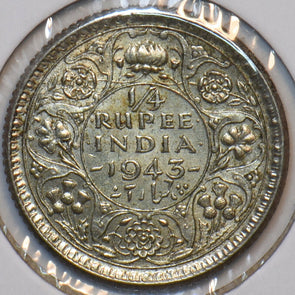 British India 1943 1/4 Rupee 295356 combine shipping