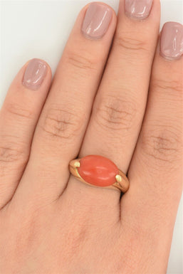 18K Red Coral Gold Ring 4.6g Size 7