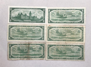 Canada 5-1954,1-1867-1967 Dollar All circ; VG-VF,VF-XF Lot of 6 RC0347 combine s
