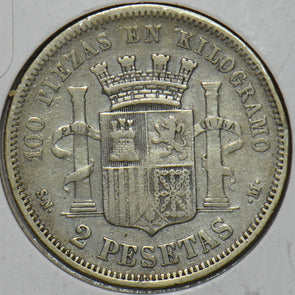 Spain 1869 2 Pesetas 297156 combine shipping