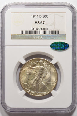 1944-D Walking Liberty Half Dollar 90% silver CAC NGC MS67 NG1815