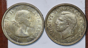 Canada 1937 ~1955 25 Cents 2 Coins Caribou animal 490096 combine shipping