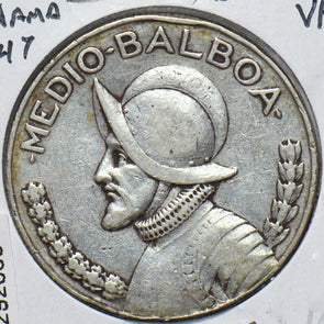 Panama 1947 Silver 1/2 Balboa 292656 combine shipping