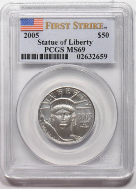 2005 Platinum Eagle $50 liberty first strike APtW 0.5oz PCGS MS69 PC1610