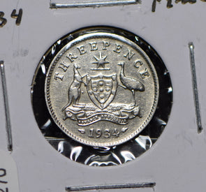 Australia 1934 3 Pence Kangaroo animal Moorhen  191270 combine shipping